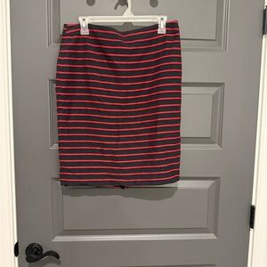 Ann Taylor Red Striped Pencil Skirt Size 10